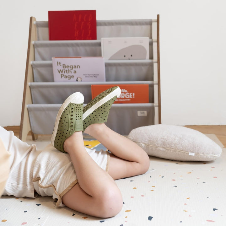 3 Sprouts Kinder Bücherregal aus Holz – Montessori Regal für Kinderzimmer - Hellgrau, Hellgrau