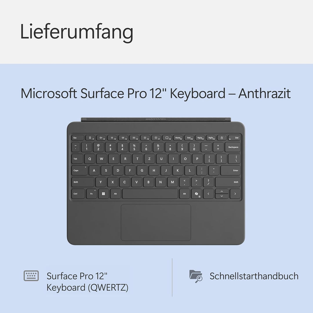 Microsoft Surface Pro 12" Keyboard | kompatibel mit Surface Pro 12" | QWERTZ | Anthrazit