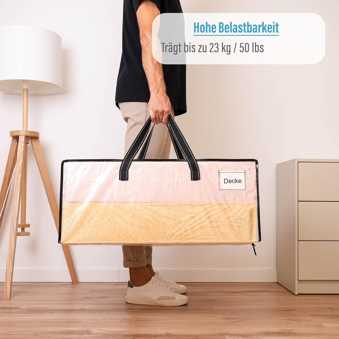 VENO 8er-Pack Umzugstaschen XXL (87 Liter) Aufbewahrungstasche mit Starken Griffen &amp; Reissverschluss