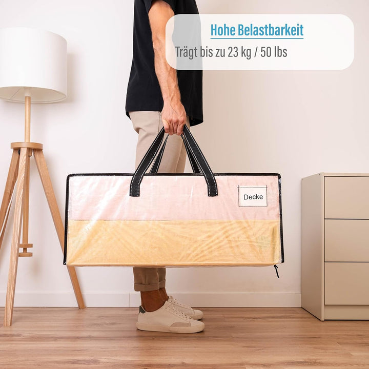 VENO 8er-Pack Umzugstaschen XXL (87 Liter) Aufbewahrungstasche mit Starken Griffen &amp; Reissverschluss