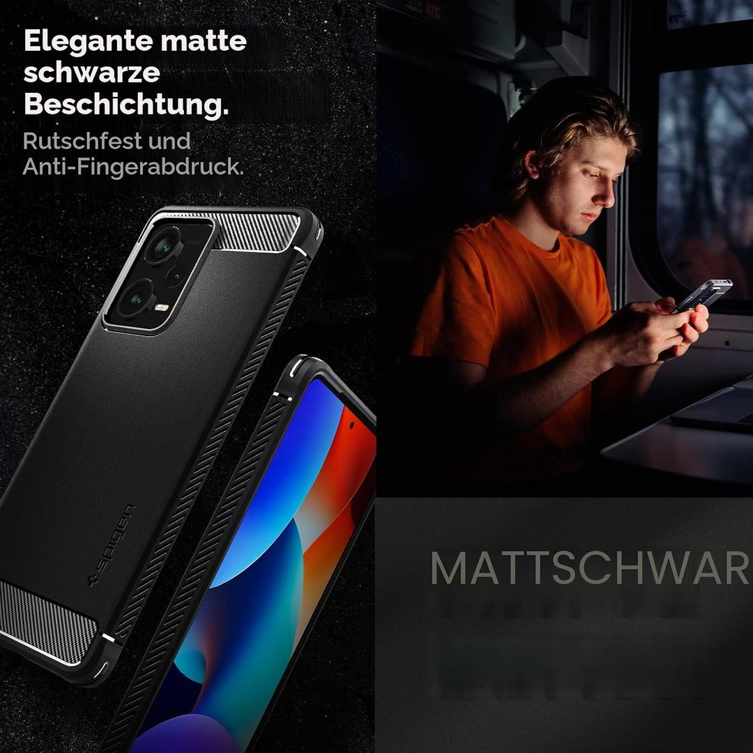 Spigen Rugged Armor Hülle Kompatibel mit Xiaomi Redmi Note 12 Pro Plus 5G -Schwarz