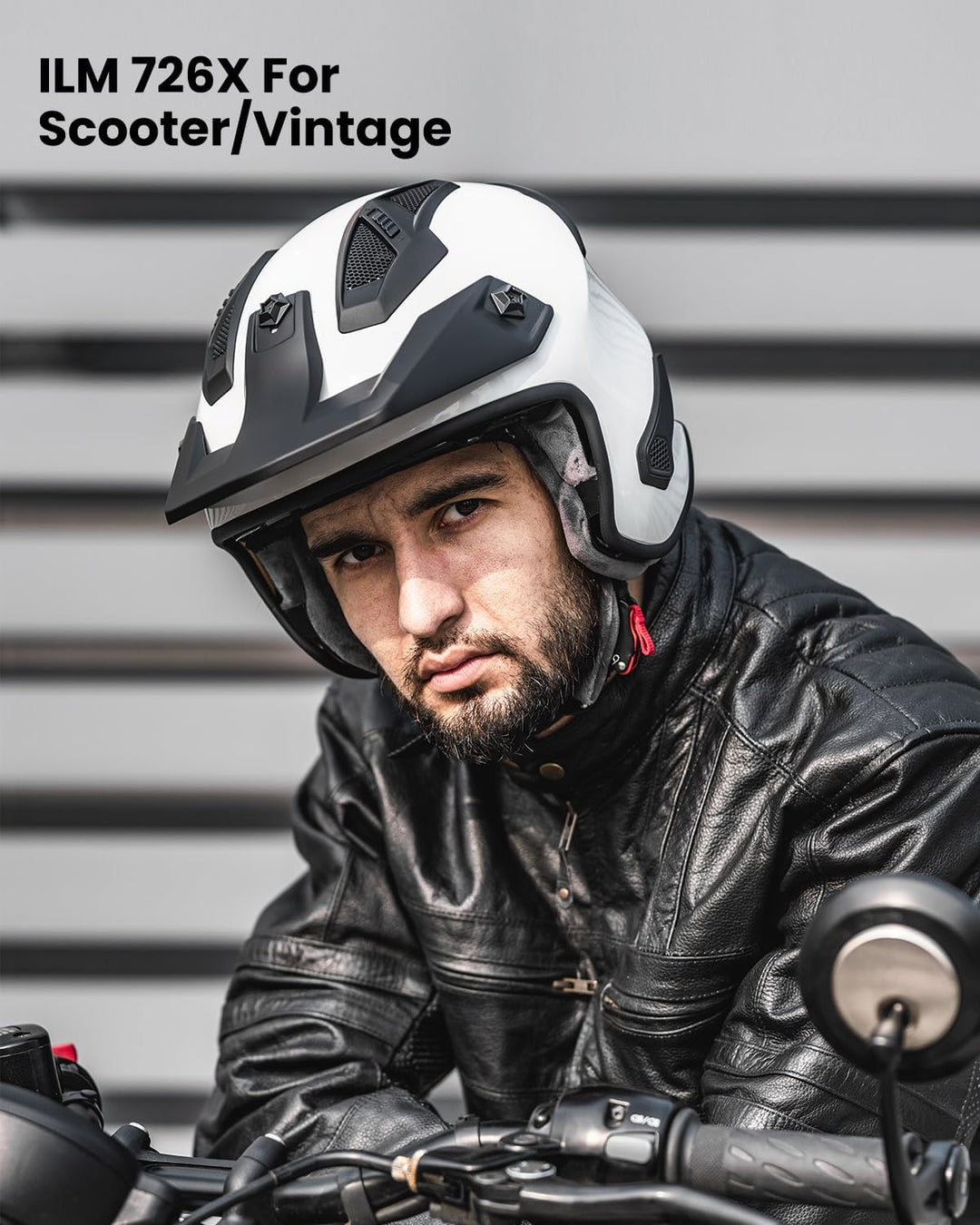 ILM Helm Motorrad Integralhelm Motocross Herren Damen Vintage Retro mit Visier ECE Model 726X S Weis