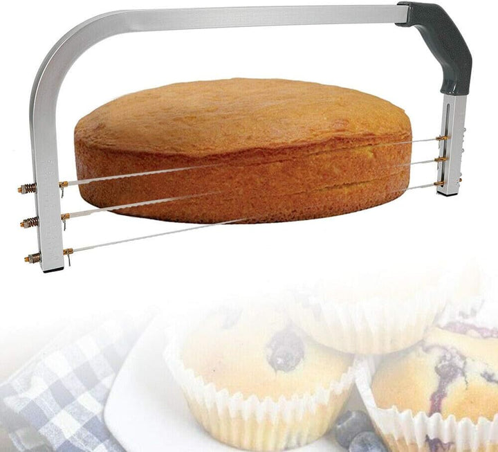 Tortenschneider Edelstahl Tortenbodenschneider Höhenverstellbar Kuchenschneider Tortensäge-Draht Gez