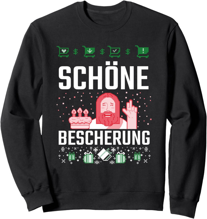 Jesus schöne Bescherung Weihnachtsmarkt Ugly Christmas Sweatshirt