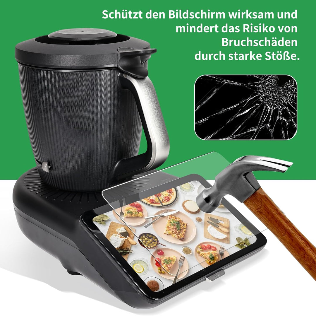Premium 3-in-1 Display-Schutzrahmen für Thermomix TM7 – robuster PC+ABS-Rahmen, 9H Panzerglas &amp; magn