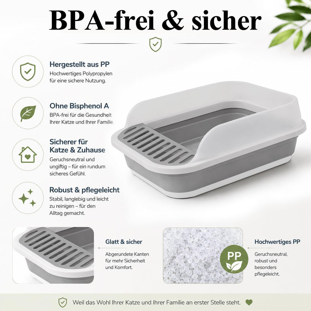 Flacher Einstieg Katzenklo mit hohem Rand, gross – ideal für ältere Katzen &amp; bei Arthritis oder eing