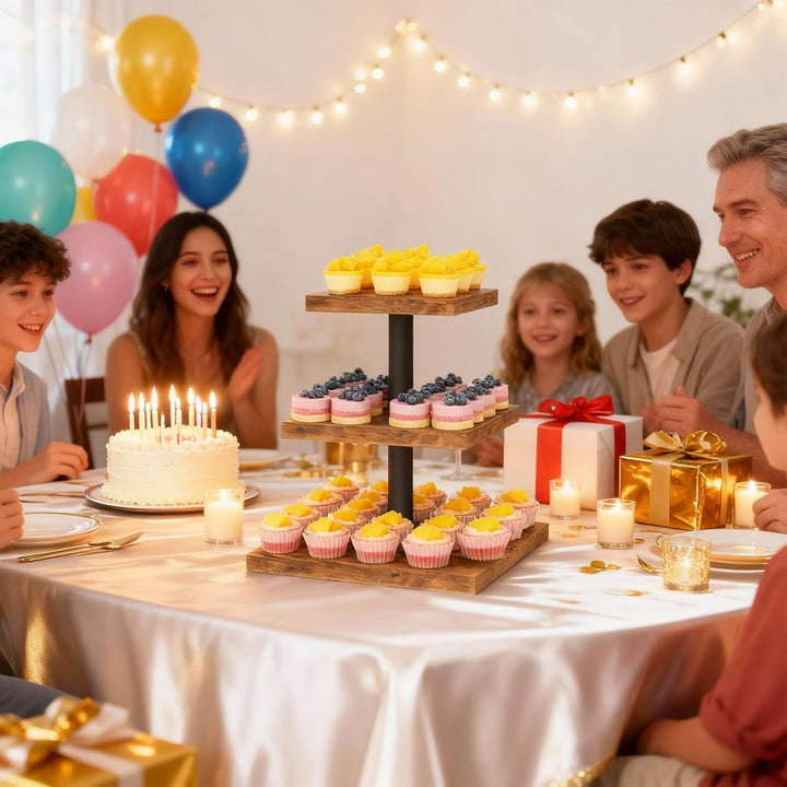 Holz-Cupcake-Ständer, Kuchenständer und Kuchentabletts, Mehrstöckige Gebäcktabletts, Wiederverwendba