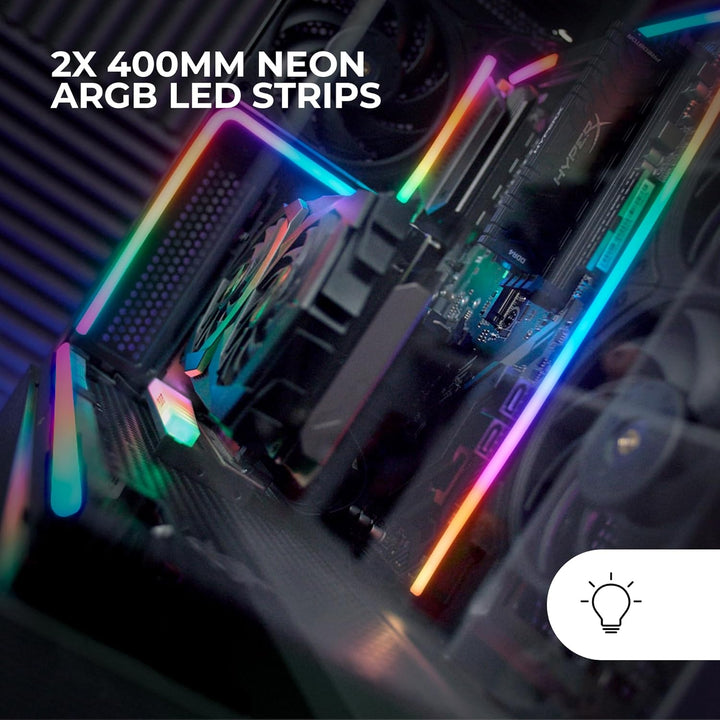 Mars Gaming MLT-TWO, 2x NEON ARGB 400mm LED Strips, 5V 3 Pin Kompatibel mit Hubs und MB ARGB, Flexib
