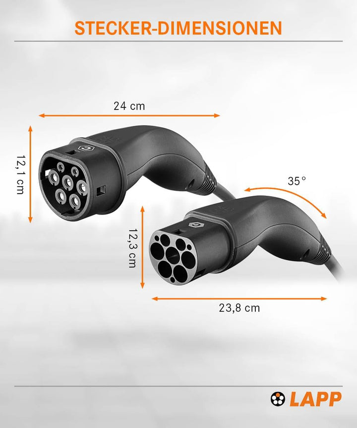 LAPP MOBILITY Helix Typ 2 Ladekabel 22 KW/Selbstaufrollend / 32 A / 3-Phasig/E-Auto Ladekabel/Mode 3