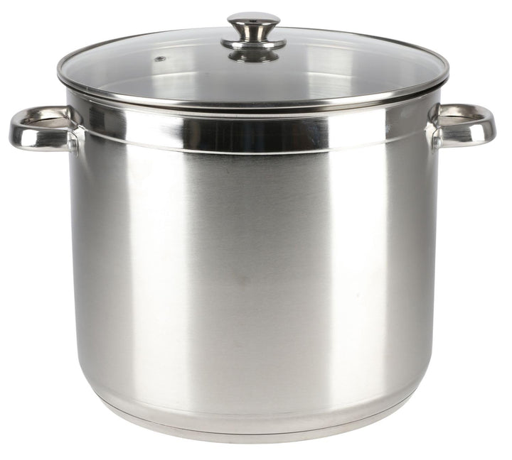 BURI Edelstahl-Kochtopf 20 Liter mit Glasdeckel Suppentopf Gulaschtopf Partytopf Topf