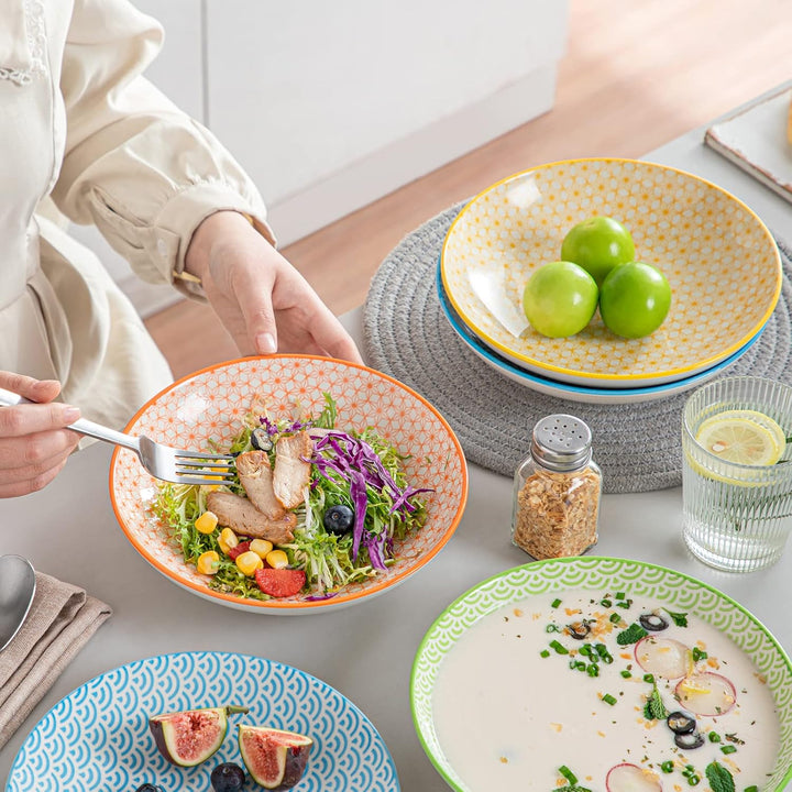 vancasso Natsuki 4-teilig Porzellan Suppenteller, Ø 21,2 cm Tiefteller Mehrfarbig 4-teilig Suppentel