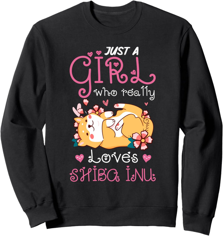 Mädchen liebt Shiba Inu niedlichen Kawaii-Stil für Sweatshirt