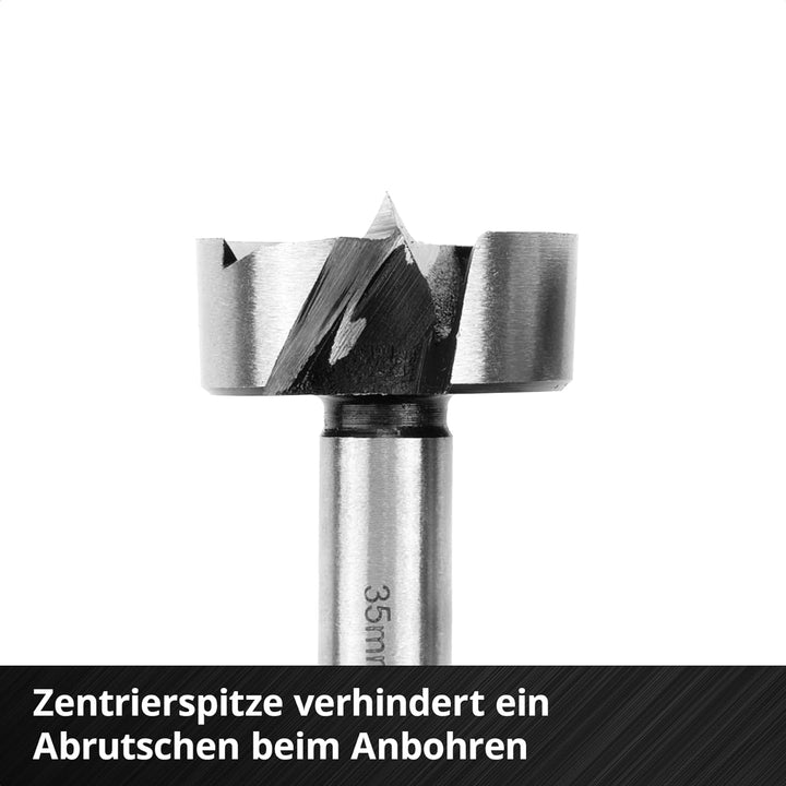 Original Einhell M-CASE 5-tlg. Forstnerbohrer-Set (aus C65 Stahl, E 6.3 Schaft, Querschneide, Zentri