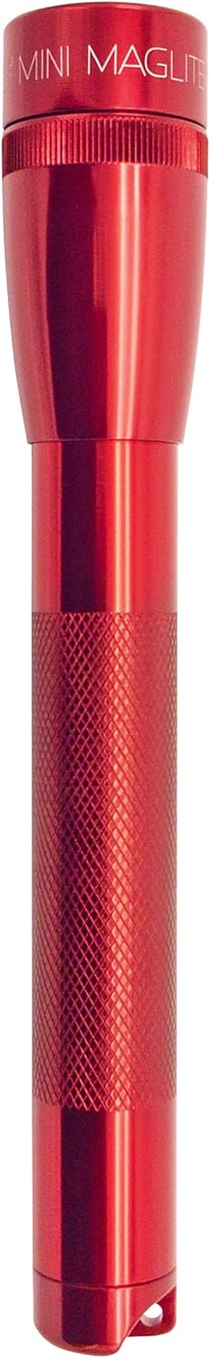 Mag-Lite SP22037F Mini Maglite 2AA Multimode Hochleistungs-LED-Taschenlampe, 17 cm rot inkl. 2 Migno