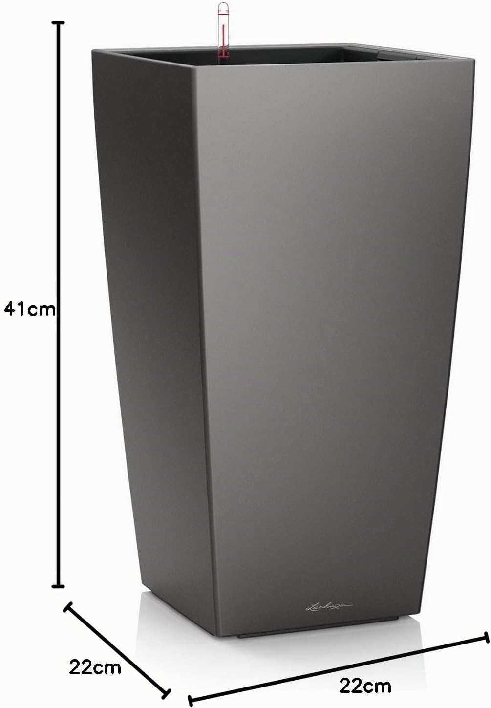 LECHUZA CUBICO Premium 22 anthrazit metallic 18463 22x22x41 cm Anthrazit Metallic, 22x22x41 cm Anthr