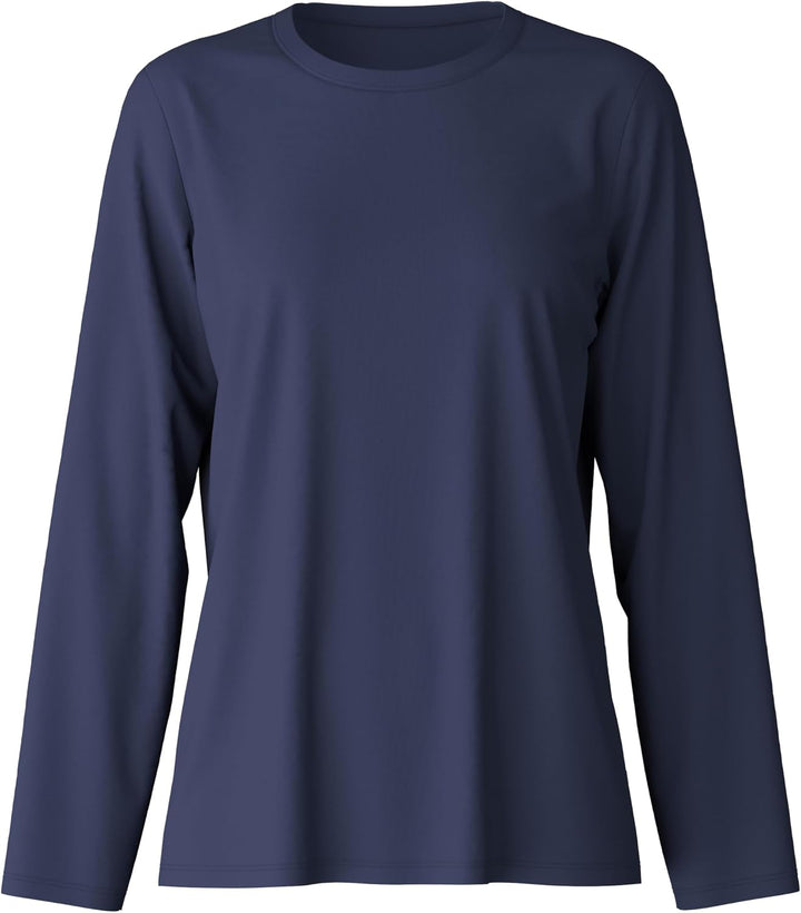 CALIDA Favourites Langarmshirt, V-Neck Damen, aus 100% Supima-Baumwolle, Peacoat Blue