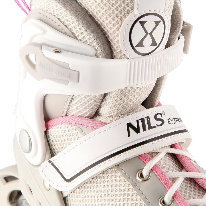 Nils Extreme 2-In-1 Inliner Eishockey Camille, Farbe:Grau-Rosa, Grösse:S(29-33)
