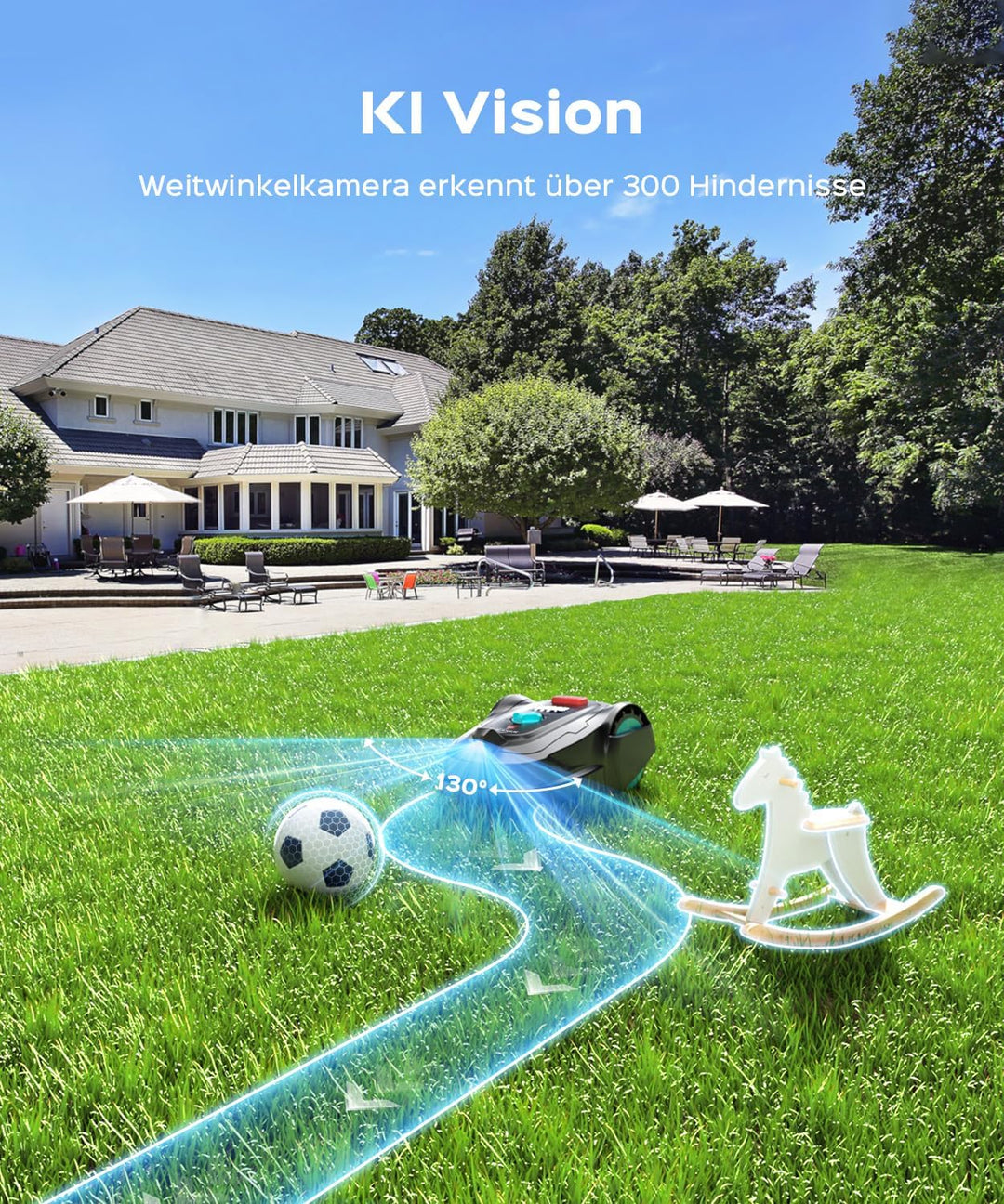 YARDCARE M800Plus Mähroboter ohne Begrenzungskabel,GPS Positionierung+3D Vision Rasenmäher Roboter o