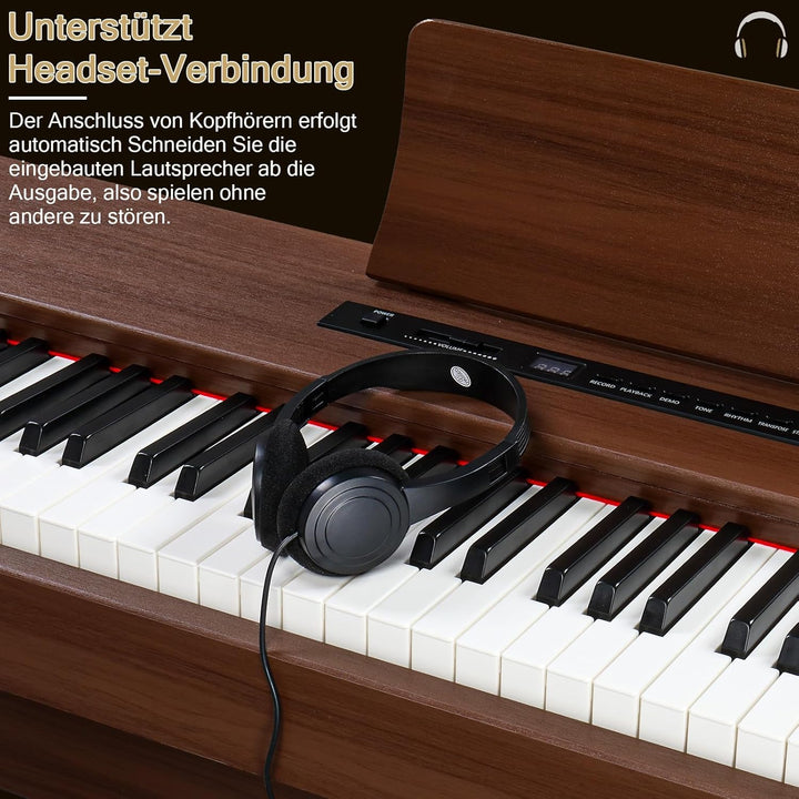 LEADZM 88 Tasten Digital Piano, Voll Gewichtete Tastatur, E-Piano mit MIDI-USB, Audio Bluetooth und