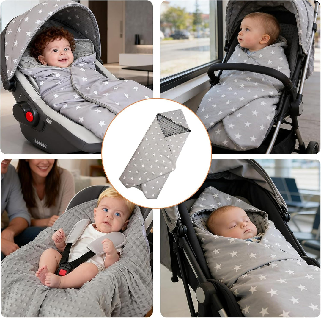 BORDEAG Einschlagdecke Babyschale, 90 X 90 cm Baby Einschlagdecke, Musselin Einschlagdeckes Babyscha