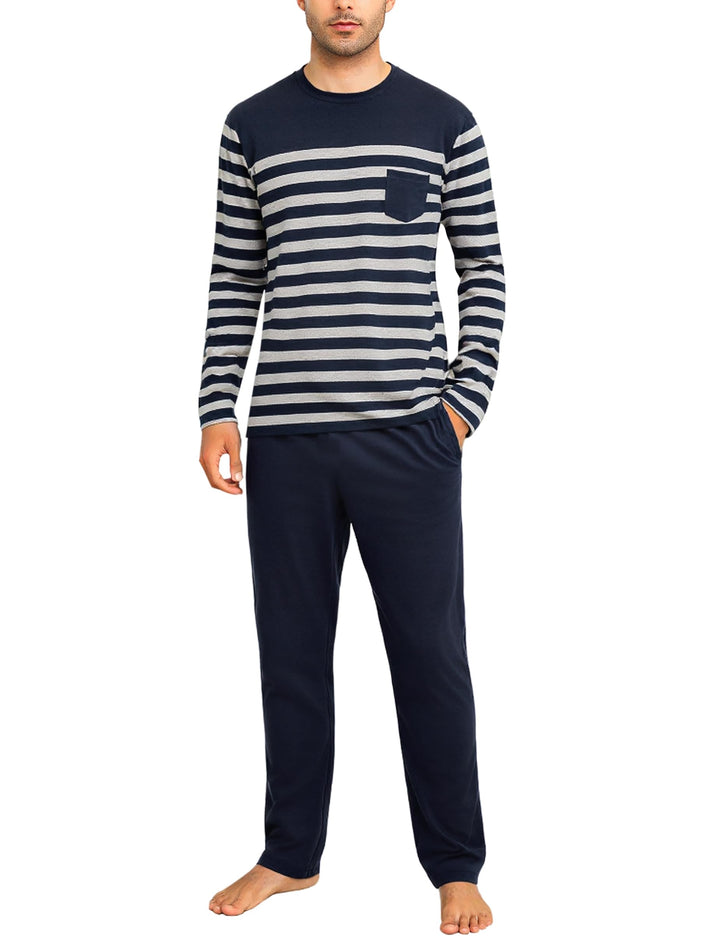 Irdcomps Schlafanzug Lang Herren Pyjamas Baumwolle Winter Warm Langarm Pyjamas Set Männer Hausanzug