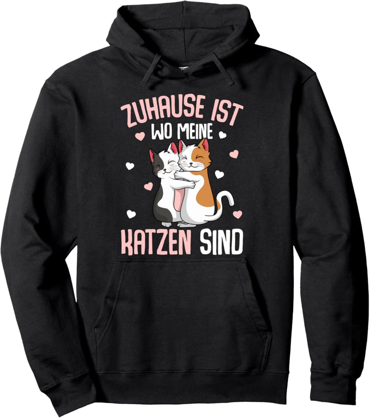 Zuhause ist wo meine Katzen sind Katze Mädchen Damen Pullover Hoodie