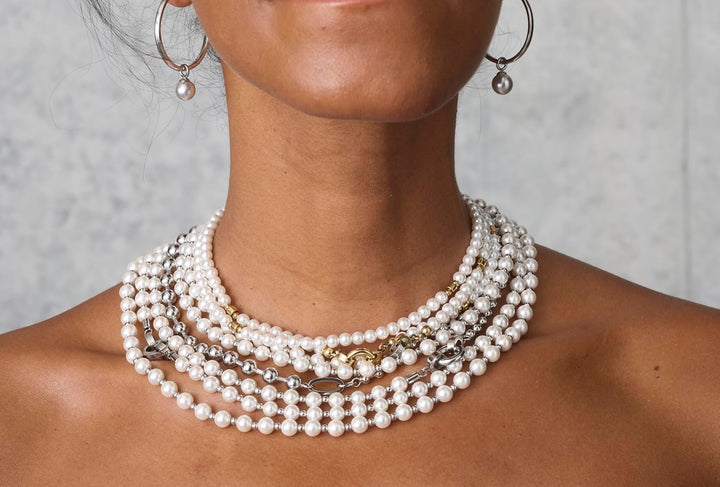 JEWELS BY LEONARDO DARLIN'S Damen-Halskette Signora, Edelstahl mit Imitationsperlen, CLIP & MIX Syst