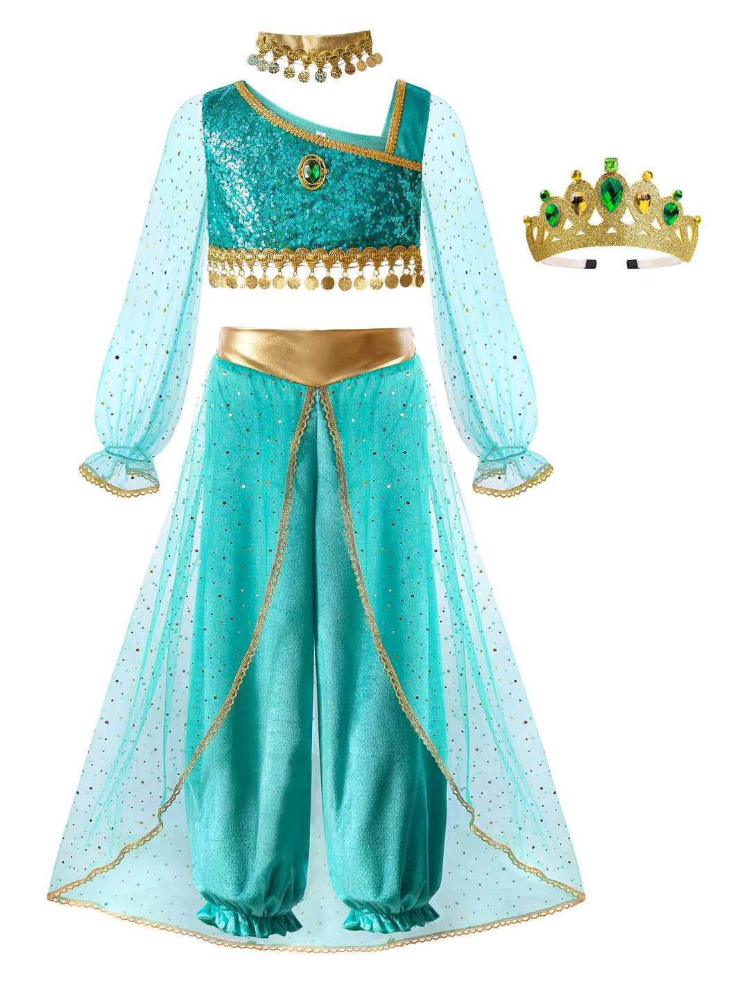 ReliBeauty Prinzessin Pfau Bauchtanz Kostüm Kinder Mädchen mit Krone 7-9 Jahre (Etikett 130), 7-9 Ja