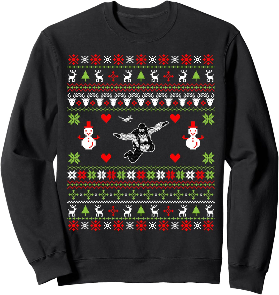 Skydiver Weihnachtsgeschenke Skydiving Ugly Christmas Sweatshirt
