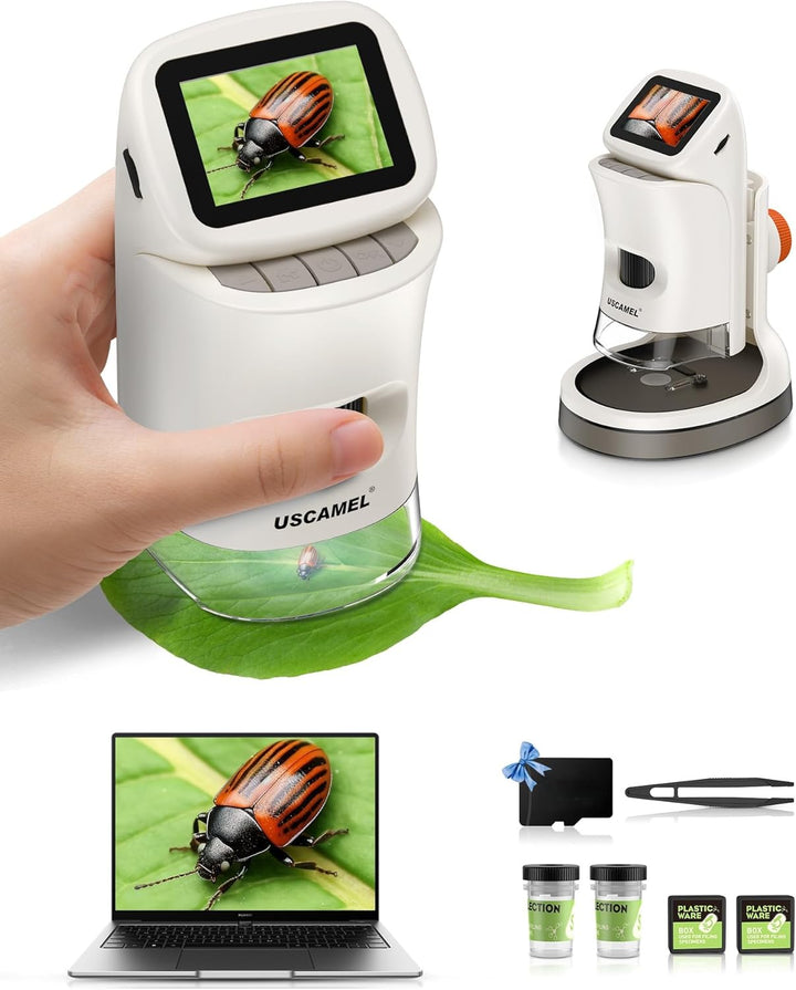 Tragbares Handmikroskop für Kinder: 1000 x Taschenmikroskop für Kinder mit 4K 5,1 cm LCD-Bildschirm,