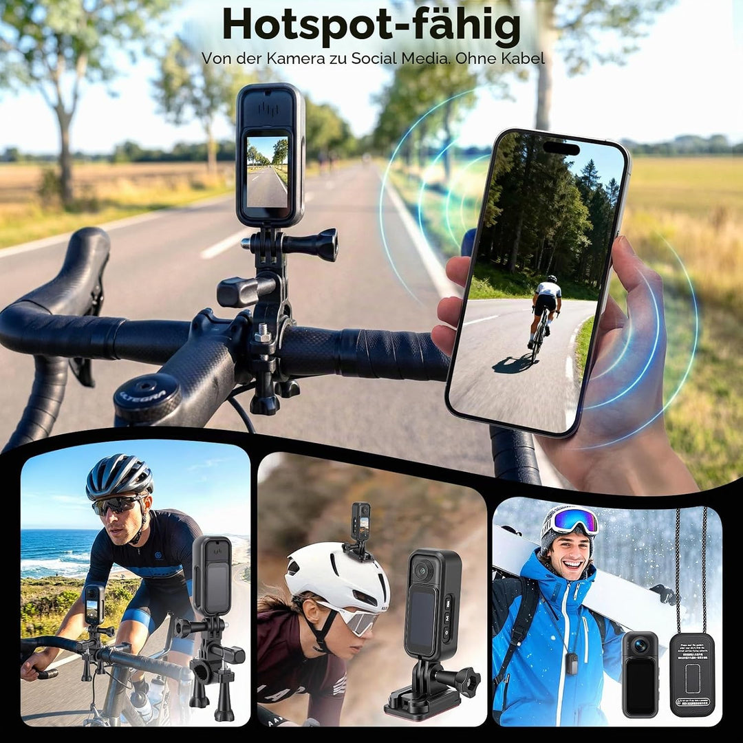 Action Kamera 4K 360° Motorrad Helm Cam