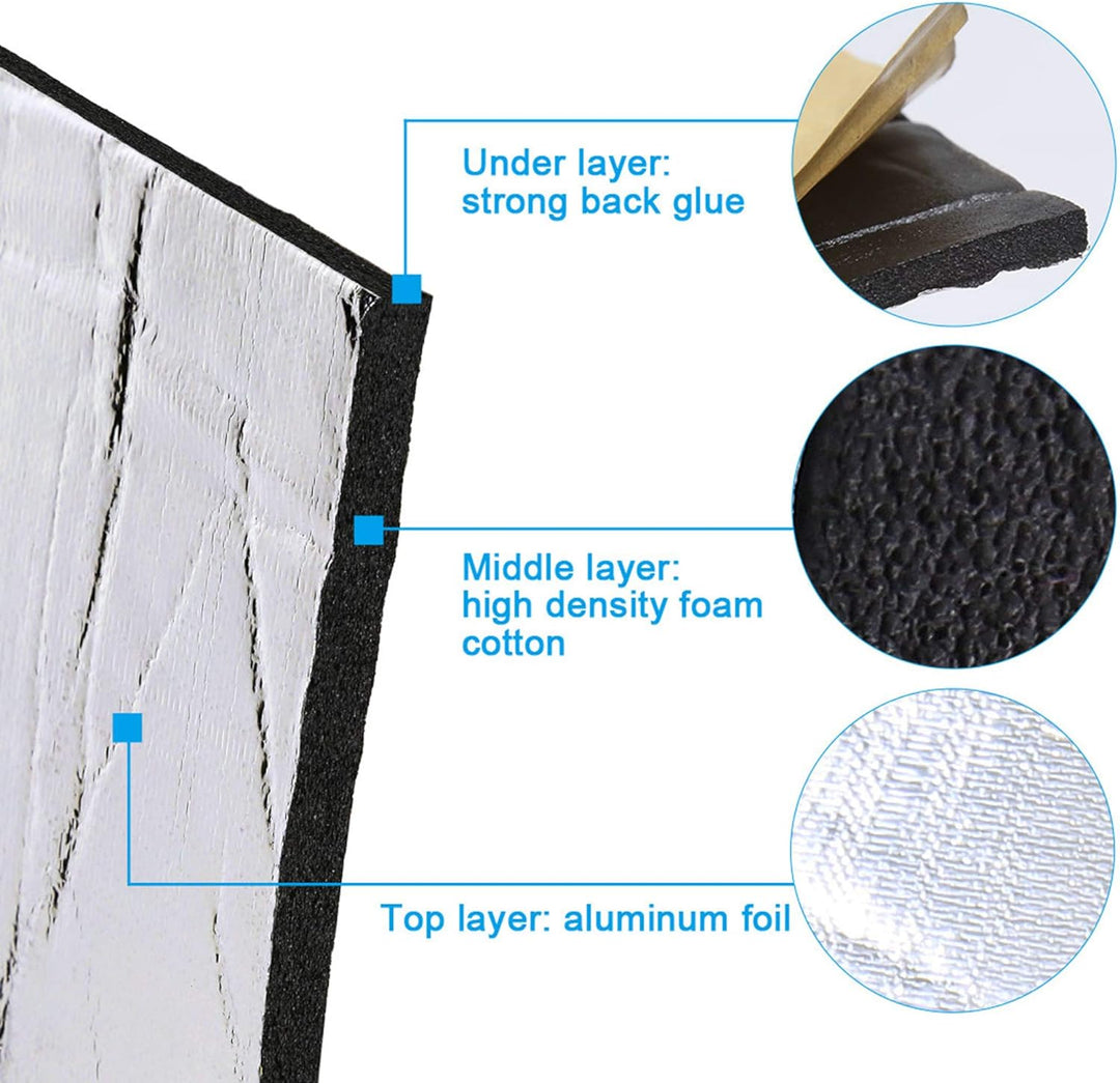 sourcing map 9 Stücke 14.4sqft Schalldämmung Dämmschaummatte Wärmedämmungsmatte Isolationsmatte 10mm