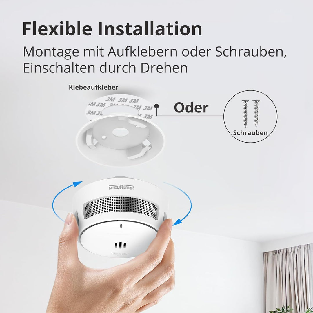 Rauchmelder, Rauchmelder 10 Jahre Batterie, Feuermelder mit Stummschaltfunktion aus der Ferne, Feuer