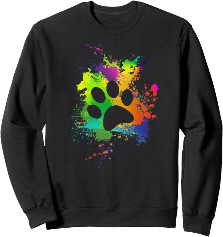 Bunter Hundepfoten Abdruck Bunt | Pfote Regenbogen Sweatshirt