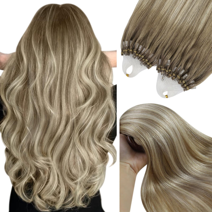 YoungSee Microring Extensions Ombre 60 cm Microring Extensions Echthaar 1g Ombre Micro Loop Extensio