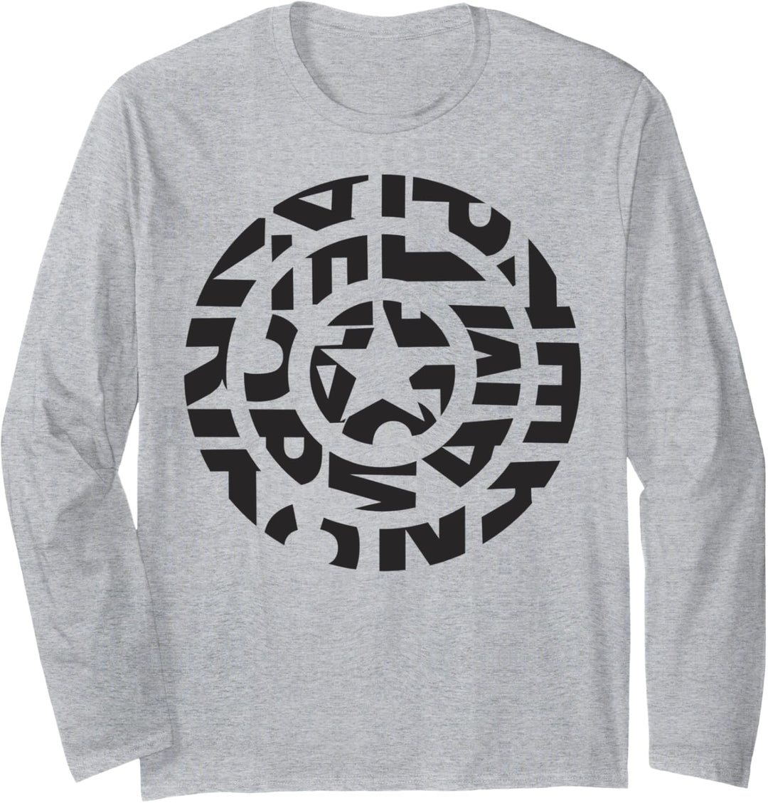 Marvel Captain America Shield Text Fill Logo Langarmshirt
