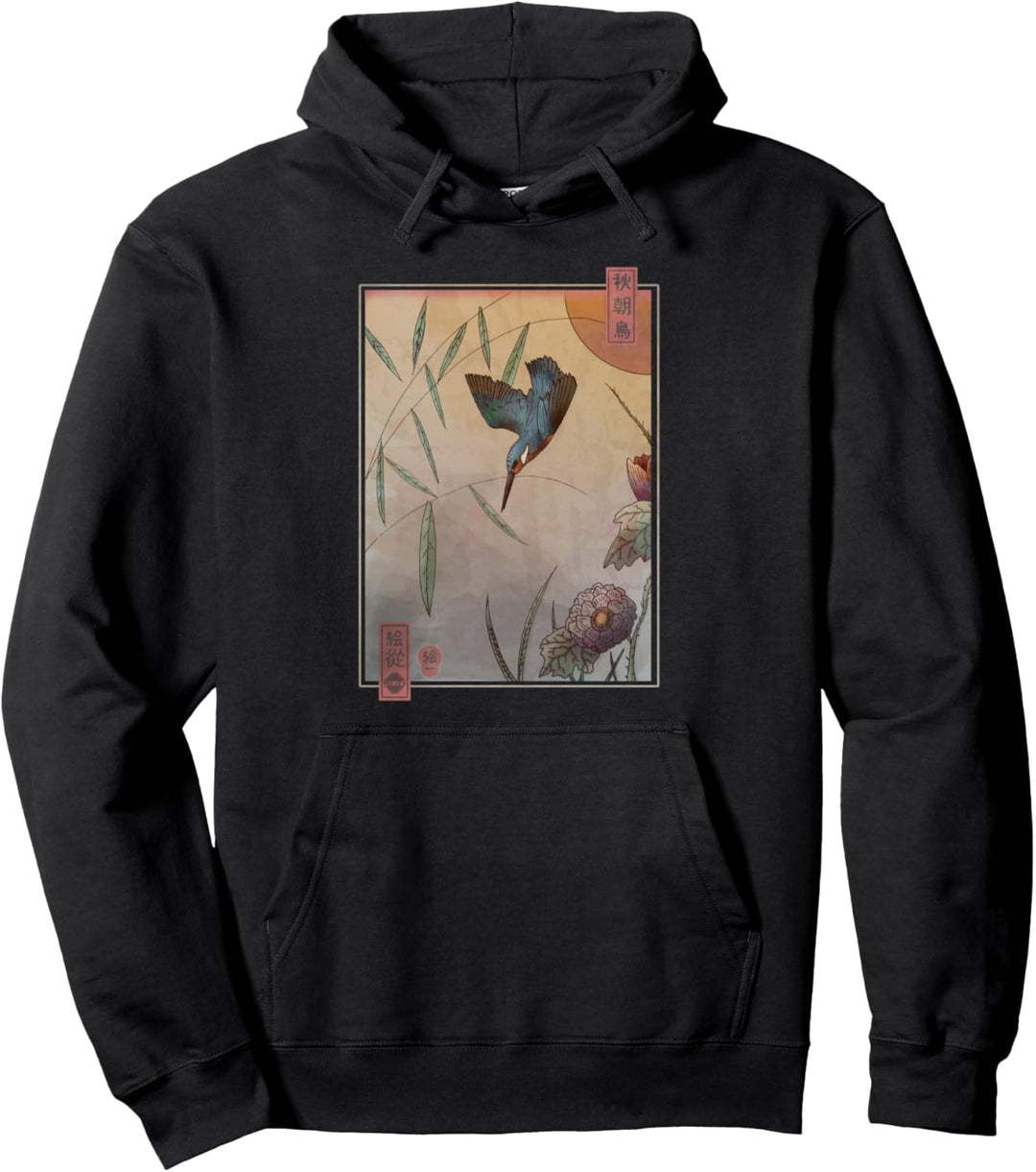 Ukiyo-e Eisvogel | Traditioneller Japanischer Vogel Kunst Pullover Hoodie
