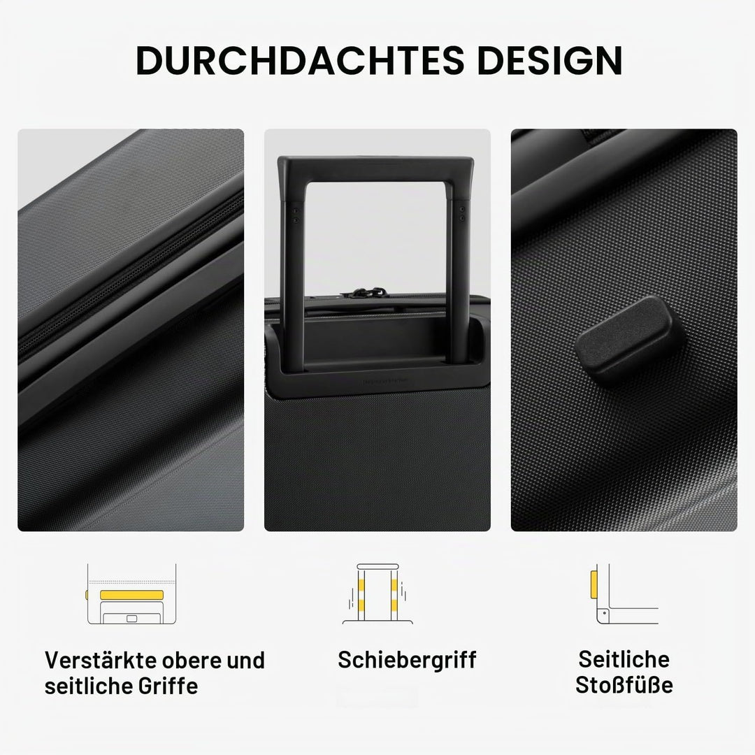 LEVEL8 Koffer Trolley, Rollkoffer Reisekoffer Hartschalen 4 Rollen, Spinner Handgepäck,TSA, 100% PC,