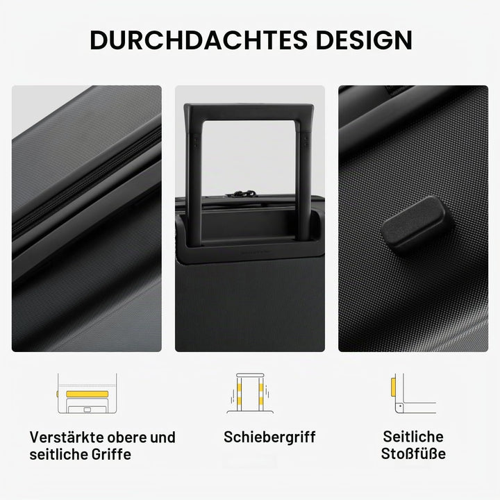 LEVEL8 Koffer Trolley, Rollkoffer Reisekoffer Hartschalen 4 Rollen, Spinner Handgepäck,TSA, 100% PC,