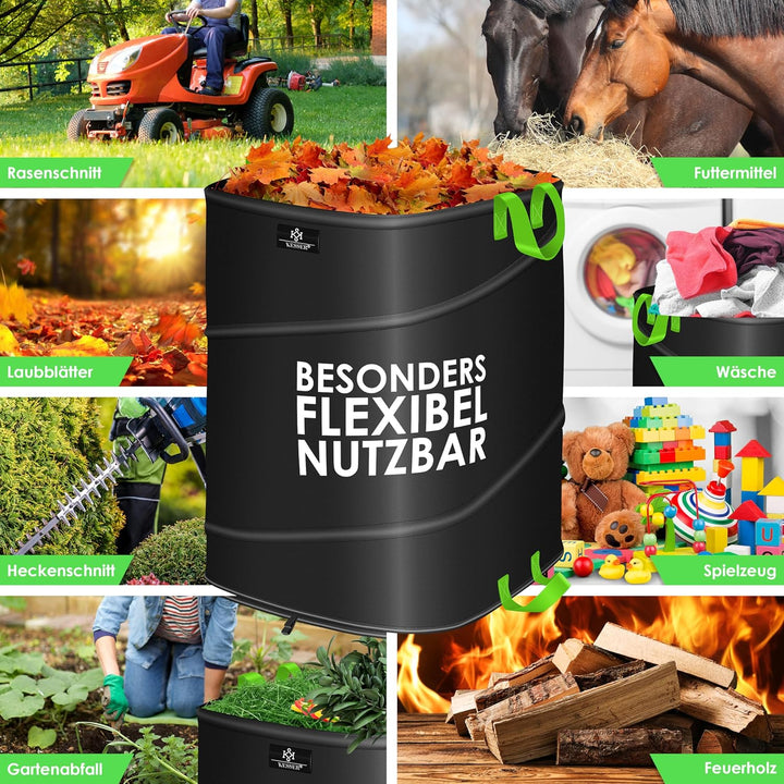 KESSER® Pop-Up-Gartensack 3x 219L Set Laubsack Gartenabfallsack inkl. Handschuhe | Selbststehend mit