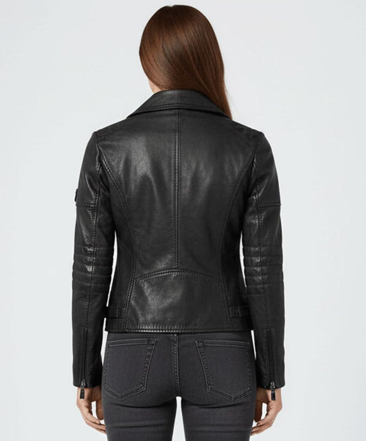 Heeda Damen Lederjacke Übergangsjacke aus feinstem Lammnappa Leder - Modernen Bikerjacke Echtleder J