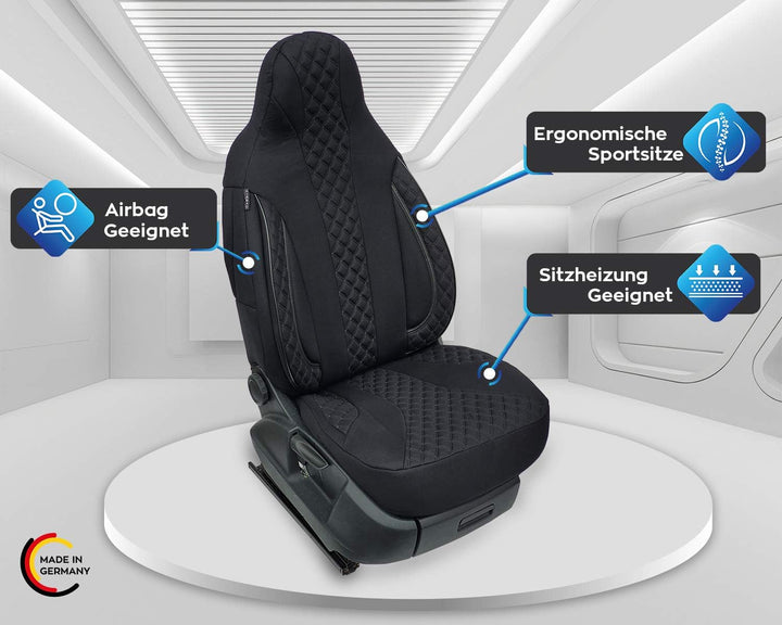 BREMER SITZBEZÜGE Mass Sitzbezüge Schonbezüge für Renault ZOE PL404 PL404 Schwarz, PL404 Schwarz