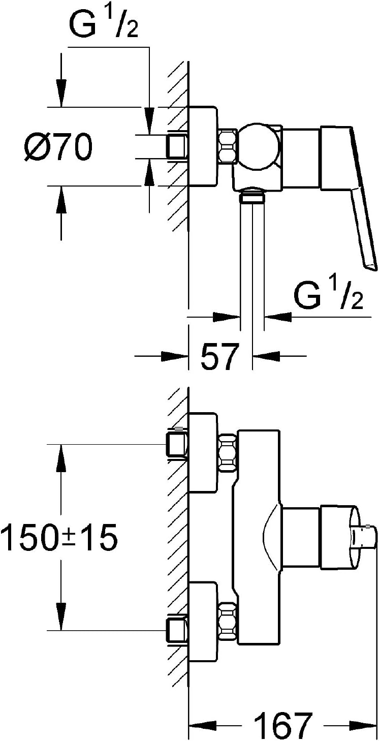Grohe Duscharmatur Feel, 32270000, Einhandmischer für Brause, Mengenbegrenzung, Rückflussverhinderer