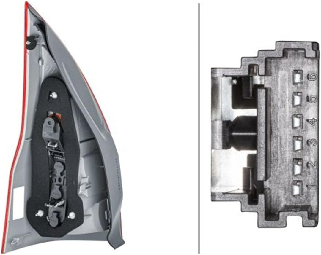 HELLA 2VP 982 006-021 Heckleuchte - Glühlampe - glasklar/rot - rechts - für u.a. Renault Megane II G