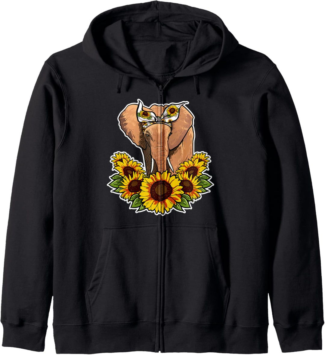 Süsses Elefant Liebe Geschenk Sonnenblumen Dekor Elefant Kapuzenjacke