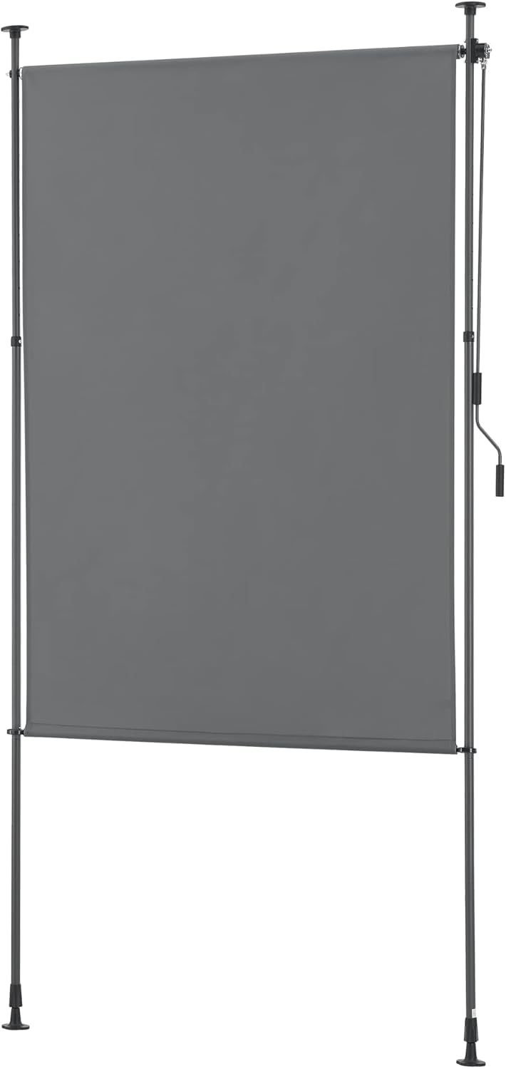 pro.tec Aussenrollo Cimarra 120 x 270 cm Balkonrollo Senkrechtmarkise mit Handkurbel Sichtschutz wit