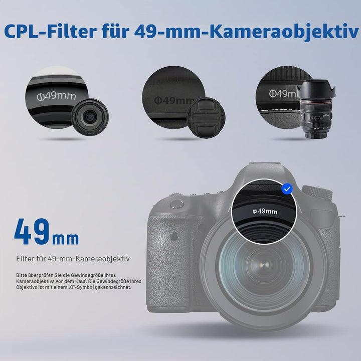 NEEWER 49mm Polarisationsfilter(Polfilter),CPL Filter mit 30 lagiger Mehrschicht Polarisationsfolie,