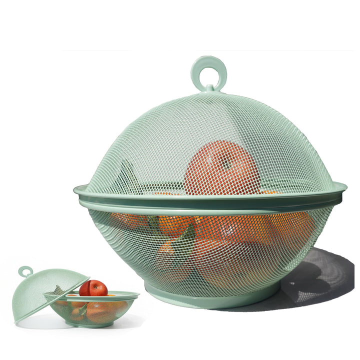 Obstschale mit Deckel, Obstkorb aus Metall - Netz-Obstschalen in Mehreren Farben, Langlebiger & Deko
