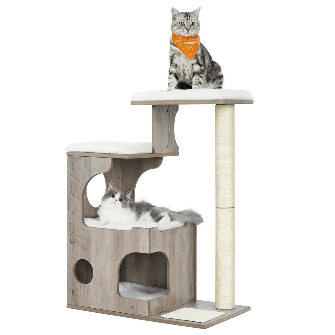 Feandrea Kratzbaum, 86 cm hoher Katzenbaum, Spanplatten-Katzenkratzbaum, mit Höhle, Liegeflächen, Sä