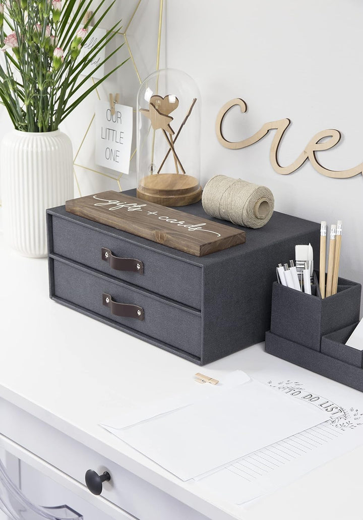 Bigso Box of Sweden Mini-Kommode für Dokumente und Büromaterial – Schreibtisch-Organizer mit 2 Schub